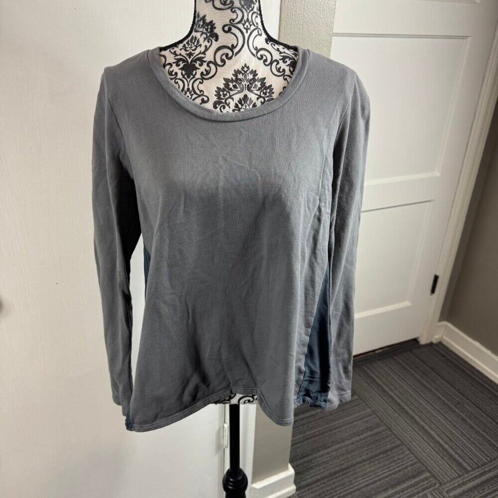 Anthropologie La Vi Sam & Lavi gray mixed media long sleeve top boho